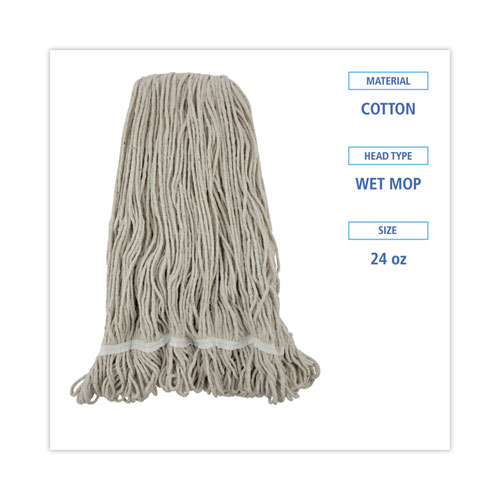 Pro Loop Web/Tailband Wet Mop Head, Cotton, 24oz, White, 12/Carton