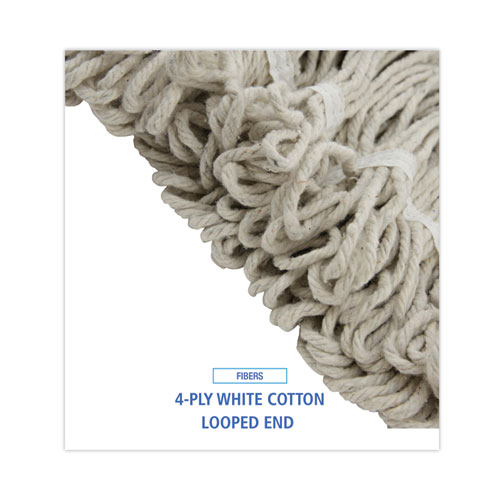 Image of Boardwalk® Pro Loop Web/Tailband Wet Mop Head, Cotton, 24Oz, White, 12/Carton