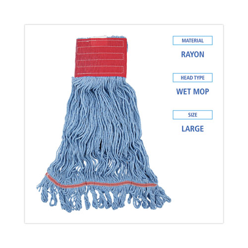 Image of Boardwalk® Pro Loop Web/Tailband Mop Head, Blue, Large, 12/Carton