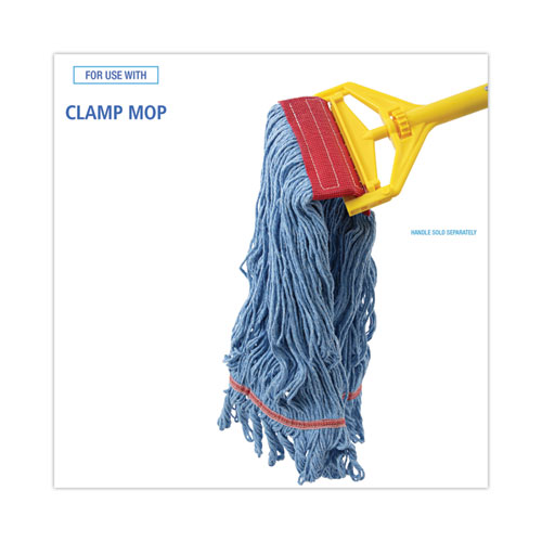 Pro Loop Web/Tailband Mop Head, Blue, Large, 12/Carton
