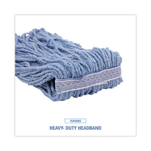 Image of Mop Head, Standard Head, Cotton/Synthetic Fiber, Cut-End, #20, Blue, 12/Carton