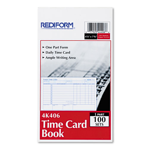 Employee Time Card, Daily, Two-Sided, 4-1/4 x 7, 100/Pad | by Plexsupply