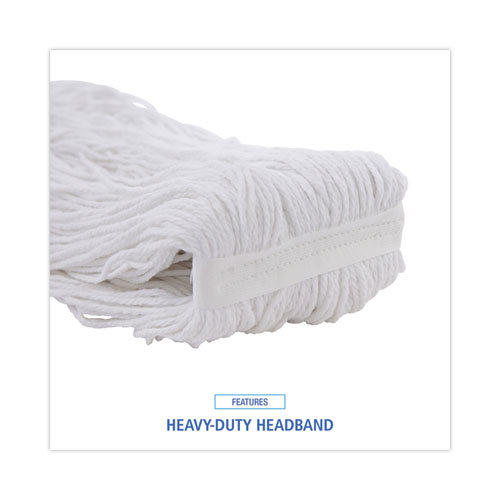 Image of Boardwalk® Pro Loop Web/Tailband Wet Mop Head, Rayon, #24 Size, White, 12/Carton