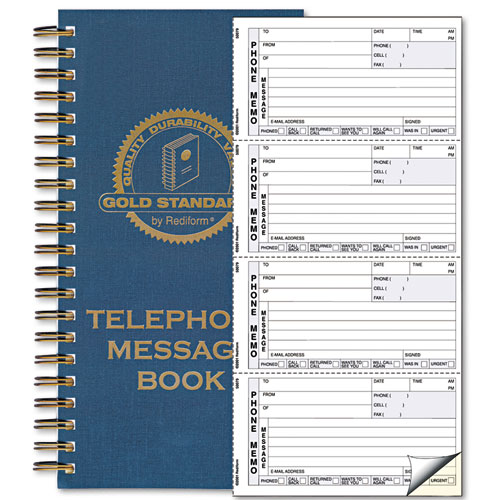 Wirebound Message Book, 5 x 2 3/4, Two-Part Carbonless, 600 Sets/Book | by Plexsupply