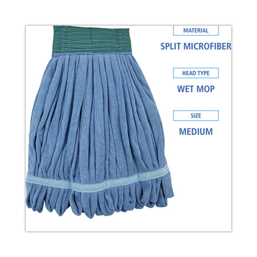 Microfiber Looped-End Wet Mop Head, Medium, Blue