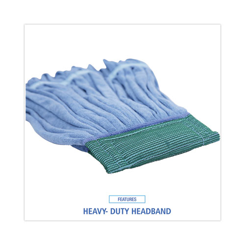 Image of Boardwalk® Microfiber Looped-End Wet Mop Head, Medium, Blue