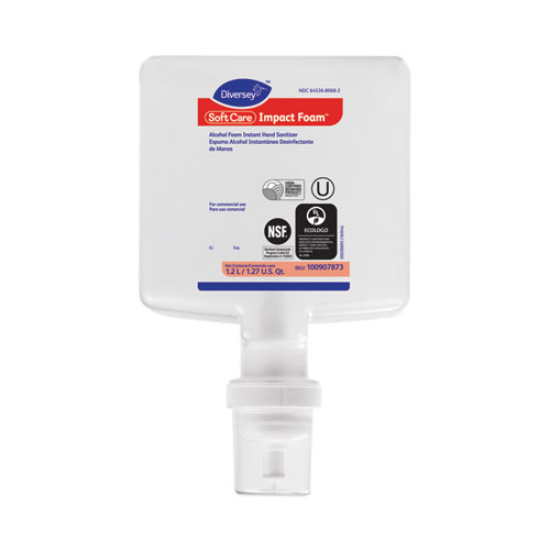 Image of Soft Care Impact Foam Hand Sanitizer for IntelliCare Dispensers, 1,200 mL Cartridge, Alcohol Scent, 6/Carton
