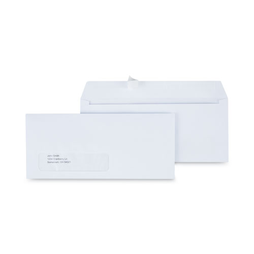 Universal® Peel Seal Strip Business Envelope, Address Window, #10, Square Flap, Self-Adhesive Closure, 4.13 X 9.5, White, 500/Box