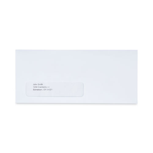 Peel Seal Strip Business Envelope, Address Window, #10, Square Flap, Self-Adhesive Closure, 4.13 x 9.5, White, 500/Box