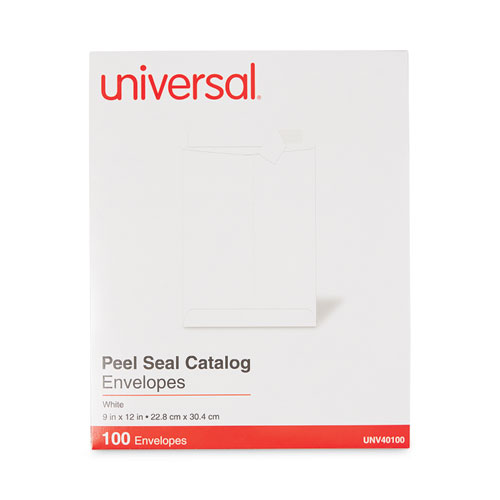 Image of Universal® Peel Seal Strip Catalog Envelope, #10 1/2, Square Flap, Self-Adhesive Closure, 9 X 12, White, 100/Box