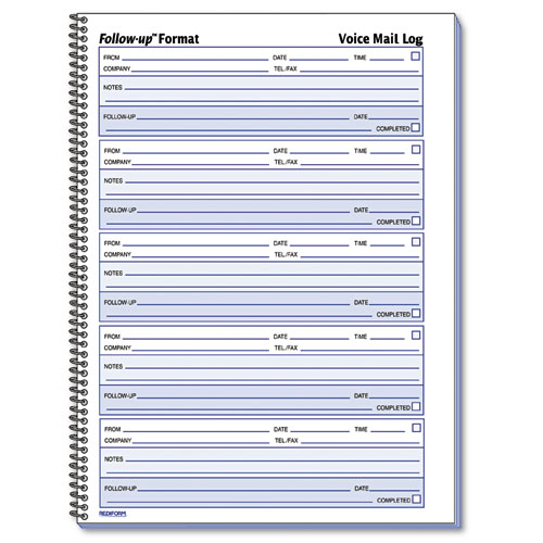 Voice Mail Wirebound Log Books, 8 x 10.63, 5/Page, 500 Forms