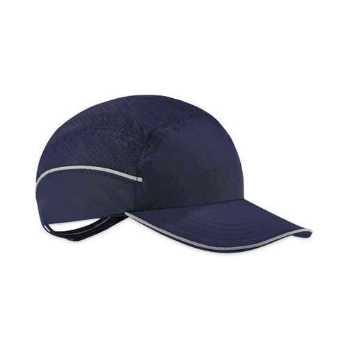 Image of Ergodyne® Skullerz 8965 Lightweight Bump Cap Hat With Led Lighting, Long Brim, Navy, Ships In 1-3 Business Days