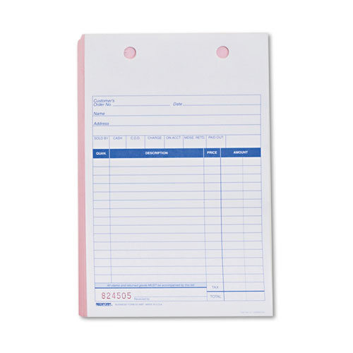 Sales Form For Registers, 5 1/2 X 8 1/2, Blue Print Three-Part, 500 Forms