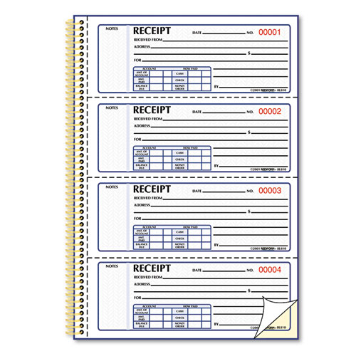 Image of Rediform® Gold Standard Money Receipt Book, Two-Part Carbonless, 7 X 2.75, 4 Forms/Sheet, 300 Forms Total