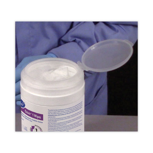 Image of Diversey™ Oxivir 1 Wipes, 1-Ply, 6 X 7, 160/Canister, 12 Canisters/Carton