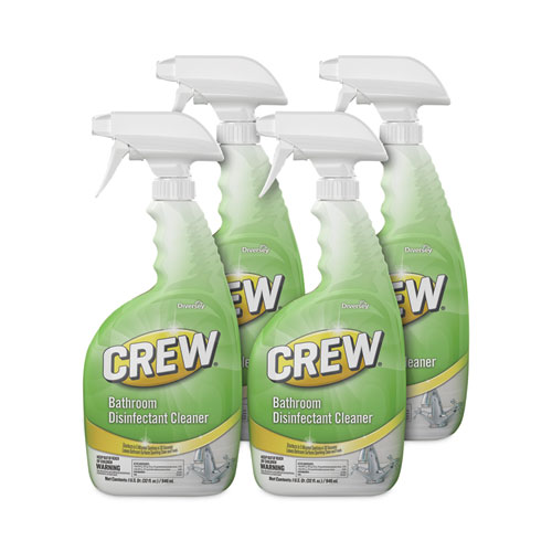 Crew Bathroom Disinfectant Cleaner, Floral Scent, 32 oz Spray Bottle, 4/Carton
