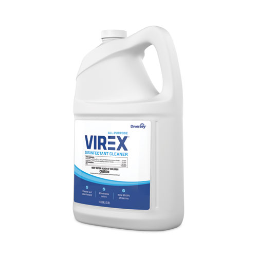 Image of Diversey™ Virex All-Purpose Disinfectant Cleaner, Lemon Scent, 1 Gal Container, 2/Carton