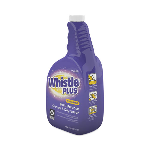 Image of Diversey™ Whistle Plus Professional Multi-Purpose Cleaner/Degreaser, Citrus, 32 Oz Spray Bottle, 4/Carton