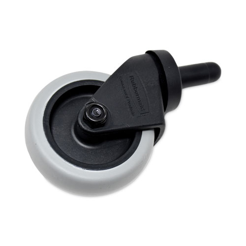 Image of Rubbermaid® Commercial Replacement Bayonet-Stem Swivel Casters, Grip Ring Stem, 3" Soft Rubber Wheel, Black