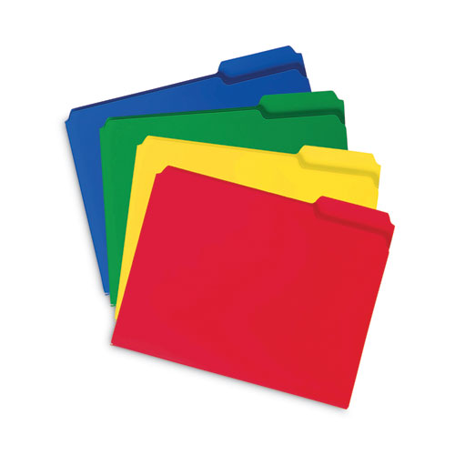 Top Tab Poly Colored File Folders, 1/3-Cut Tabs: Assorted, Letter Size, 0.75" Expansion, Assorted Colors, 24/Box