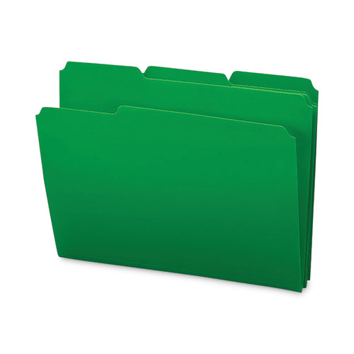 Image of Smead™ Top Tab Poly Colored File Folders, 1/3-Cut Tabs: Assorted, Letter Size, 0.75" Expansion, Green, 24/Box