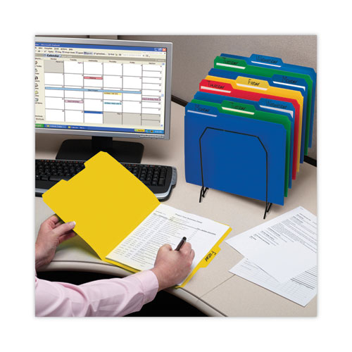 Image of Smead™ Top Tab Poly Colored File Folders, 1/3-Cut Tabs: Assorted, Letter Size, 0.75" Expansion, Yellow, 24/Box