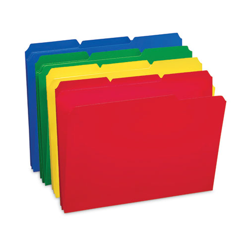 Image of Smead™ Top Tab Poly Colored File Folders, 1/3-Cut Tabs: Assorted, Letter Size, 0.75" Expansion, Assorted Colors, 24/Box