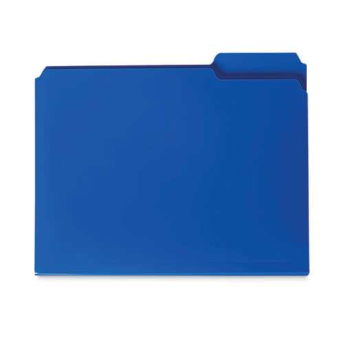 Image of Smead™ Top Tab Poly Colored File Folders, 1/3-Cut Tabs: Assorted, Letter Size, 0.75" Expansion, Blue, 24/Box