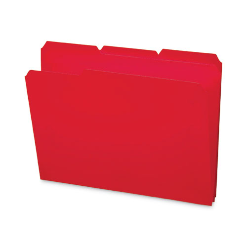 Image of Smead™ Top Tab Poly Colored File Folders, 1/3-Cut Tabs: Assorted, Letter Size, 0.75" Expansion, Red, 24/Box