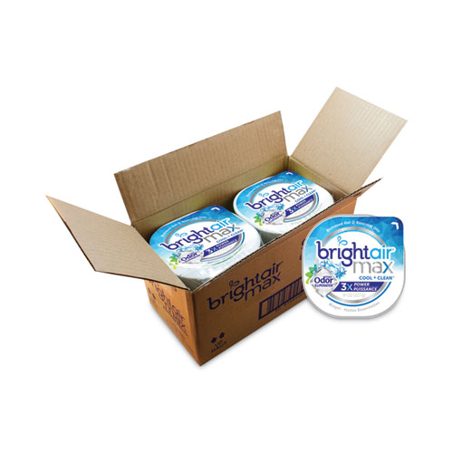Image of Bright Air® Max Odor Eliminator Air Freshener, Cool And Clean, 8 Oz Jar, 6/Carton