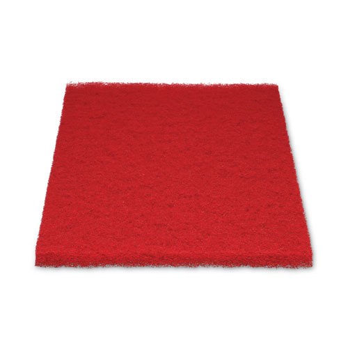 Buffing Floor Pads, 20 x 14, Red, 10/Carton