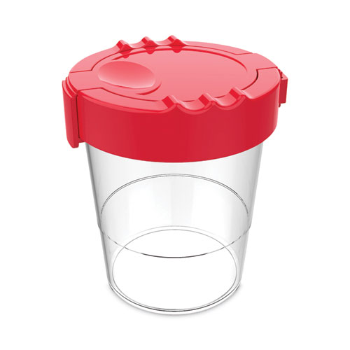 Deflecto® Antimicrobial No Spill Paint Cup, 3.46 W X 3.93 H, Red