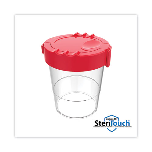 Image of Deflecto® Antimicrobial No Spill Paint Cup, 3.46 W X 3.93 H, Red