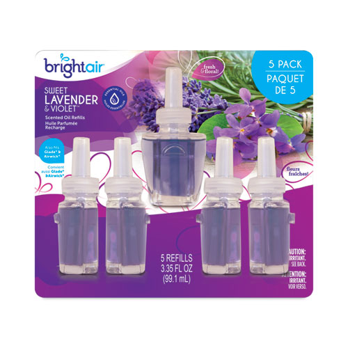 BRIGHT Air® Electric Scented Oil Air Freshener Refill, Sweet Lavender and Violet, 0.67 oz Bottle, 5/Pack, 6 Pack/Carton