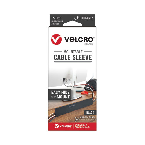 Image of Velcro® Brand Mountable Cable Sleeves, 5.75" X 36", Black