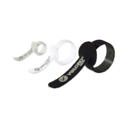 Portable Cord Ties, (2) 3" x 0.25"/ (2) 5" x 0.38"/ (2) 7" x 0.5", Black/Gray/White, 6/Pack