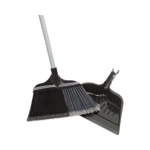 7920016994055 SKILCRAFT Extra Wide-Angle Broom with Dustpan, 15", Black/Gray