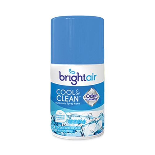 BRIGHT Air® Automatic Spray Air Freshener Refill, Cool and Clean, 6.17 oz Aerosol Spray, 6/Carton