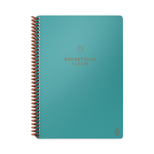 Rocketbook Fusion Smart Notebook, Seven Assorted Page Formats, Teal Cover, (21) 8.8 X 6 Sheets