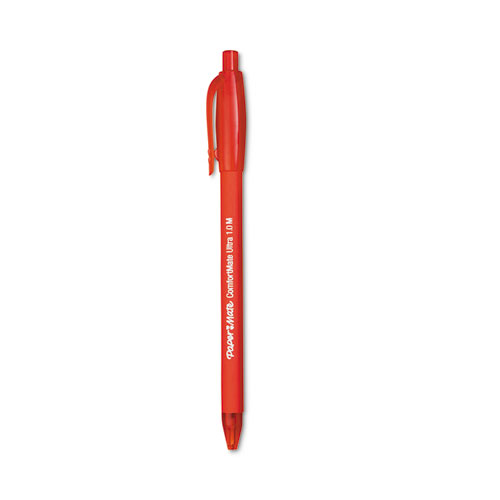 Image of Paper Mate® Comfortmate Ultra Ballpoint Pen, Retractable, Medium 1 Mm, Red Ink, Red Barrel, Dozen