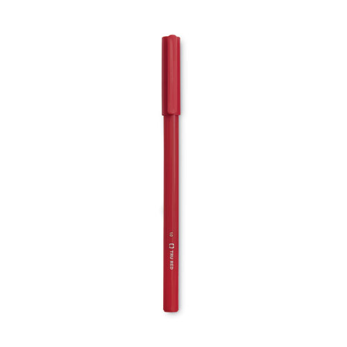 Ballpoint Pen, Stick, Medium 1 mm, Red Ink, Red Barrel, Dozen