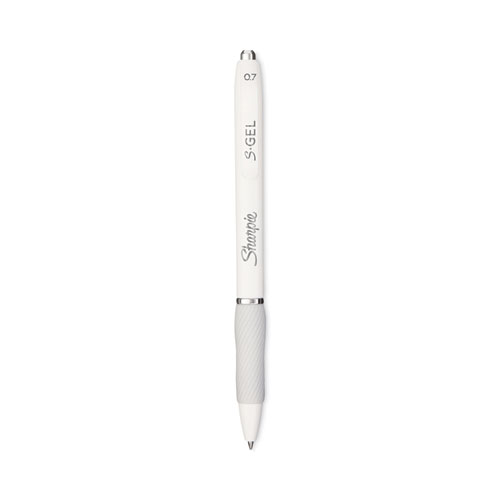 S-Gel Fashion Barrel Gel Pen, Retractable, Medium 0.7 mm, Black Ink, Pearl White Barrel, 4/Pack