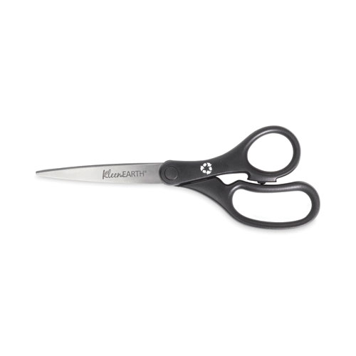 Westcott® KleenEarth Basic Plastic Handle Scissors, 8" Long, 3.25" Cut Length, Black Straight Handles, 3/Pack