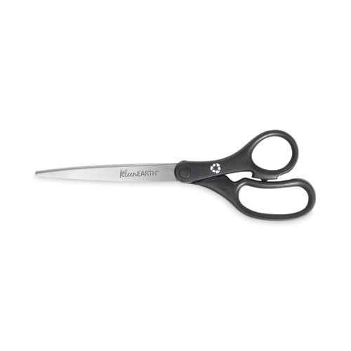 Image of Westcott® Kleenearth Basic Plastic Handle Scissors, 9" Long, 4.25" Cut Length, Black Straight Handle