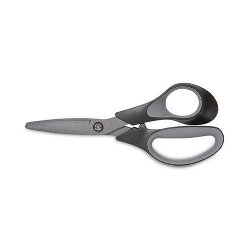 TRU RED™ Non-Stick Titanium-Coated Scissors, 7" Long, 2.88" Cut Length, Gun-Metal Gray Blades, Black/Gray Straight Handle