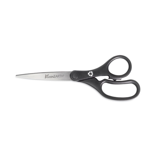 Westcott® Kleenearth Basic Plastic Handle Scissors, 8" Long, 3.25" Cut Length, Black Straight Handle