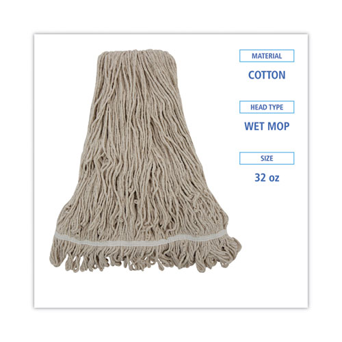 Mop Head, Pro Loop Web/Tailband, Premium Standard Head, Cotton, 32-Oz., White