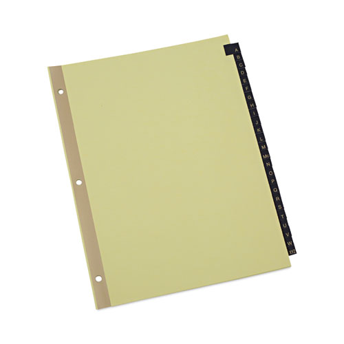 Image of Deluxe Preprinted Simulated Leather Tab Dividers with Gold Printing, 25-Tab, A to Z, 11 x 8.5, Buff, 1 Set