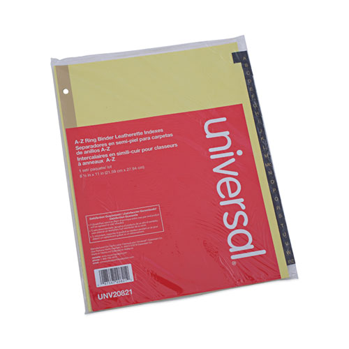Image of Universal® Deluxe Preprinted Simulated Leather Tab Dividers With Gold Printing, 25-Tab, A To Z, 11 X 8.5, Buff, 1 Set