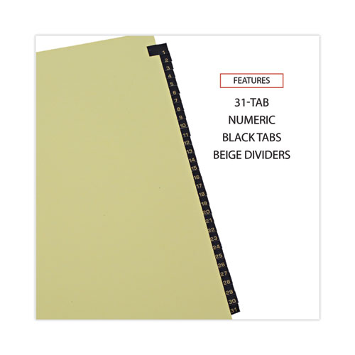 Image of Universal® Deluxe Preprinted Simulated Leather Tab Dividers With Gold Printing, 31-Tab, 1 To 31, 11 X 8.5, Buff, 1 Set